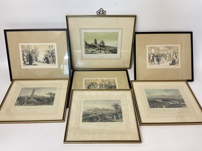 Lot 1100 - Group of seven various 19th century prints, each in glazed frames by Hong Kong framer