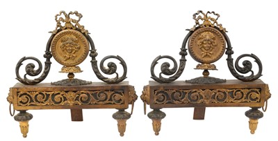 Lot 1696 - Good pair of early 19th century French Empire style bronze chenet