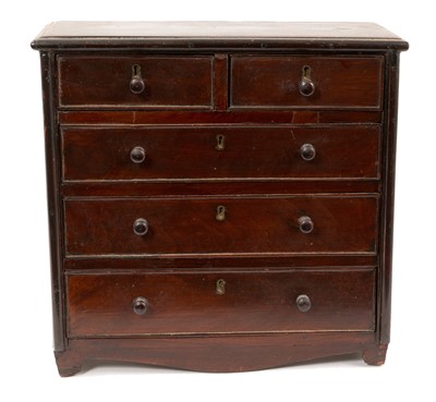 Lot 1005 - Good early Victorian miniature mahogany apprentice piece chest of drawers