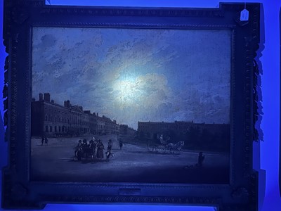 Lot 1301 - Edward Dayes (1763-1804) oil on canvas - Grosvenor Square, circa 1785, 71.5cm x 91.5cm, in fine 'Kent' frame.Provenance: property from Edward Curzon, 6th Earl Howe of Gopsall Park and