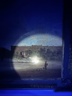 Lot 1301 - Edward Dayes (1763-1804) oil on canvas - Grosvenor Square, circa 1785, 71.5cm x 91.5cm, in fine 'Kent' frame.Provenance: property from Edward Curzon, 6th Earl Howe of Gopsall Park and