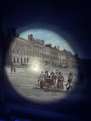 Lot 1301 - Edward Dayes (1763-1804) oil on canvas - Grosvenor Square, circa 1785, 71.5cm x 91.5cm, in fine 'Kent' frame.Provenance: property from Edward Curzon, 6th Earl Howe of Gopsall Park and