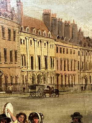 Lot 1301 - Edward Dayes (1763-1804) oil on canvas - Grosvenor Square, circa 1785, 71.5cm x 91.5cm, in fine 'Kent' frame.Provenance: property from Edward Curzon, 6th Earl Howe of Gopsall Park and