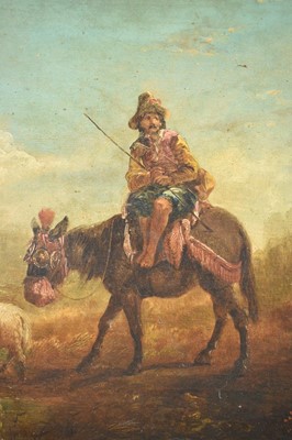 Lot 1419 - Barker, 19th century, oil on canvas - An Italian Shepherd in a Landscape, signed, 30.5cm x 35.5cm, in gilt frame Provenance: St. Peter's Gallery Clare, June 1968. The collection of Lord...