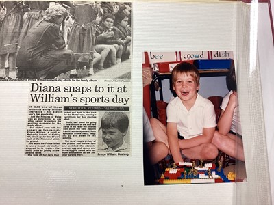 Lot 122 - Miss Frederika Blair Turner, Prince William's and Prince Harry's headmistress at the Pre-Prep School Wetherbys, London, two fascinating scrap albums containing all the press cuttings relating to...