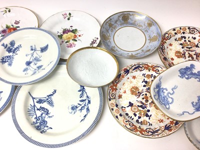 Lot 390 - Collection of 19th century Wedgwood, including two bone china London shape milk jugs, a pearlware ecuelle, cover and trembleuse stand, various plates, to teapot stands, two-handled basket, cream...