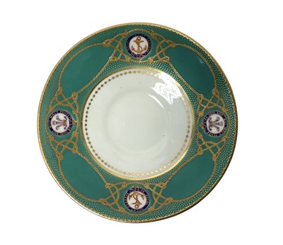 Lot 141 - H.R.H. Edward Prince of Wales, scarce Mintons China breakfast tea cup and saucer made for the Royal Yacht Osborne with painted crowned P.O.W.cyphers within garters and fouled anchor badges with g...