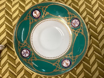 Lot 141 - H.R.H. Edward Prince of Wales, scarce Mintons China breakfast tea cup and saucer made for the Royal Yacht Osborne with painted crowned P.O.W.cyphers within garters and fouled anchor badges with g...