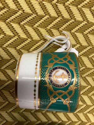 Lot 142 - H.R.H. Edward Prince of Wales, scarce Mintons China coffee cup and saucer made for the Royal Yacht Osborne with painted crowned P.O.W.cyphers within garters and fouled anchor badges with garters...