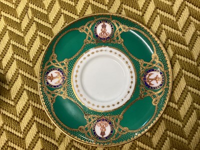 Lot 143 - H.M. King Edward VII, scarce Spode Copeland China coffee can and saucer made for the Royal Yacht Victoria & Albert with painted crowned crowned ERVII cyphers within garters and fouled anchor...