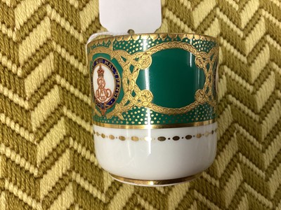 Lot 143 - H.M. King Edward VII, scarce Spode Copeland China coffee can and saucer made for the Royal Yacht Victoria & Albert with painted crowned crowned ERVII cyphers within garters and fouled anchor...