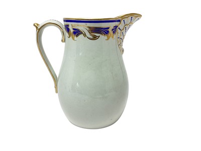 Lot 148 - Scarce King Edward VII, Spode Copeland China water jug made for the Royal Yacht Victoria & Albert with crowned garter inscribed 'Royal Yacht', blue and gilt scroll decoration with scroll ha...