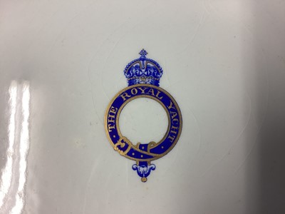 Lot 152 - H.M. King Edward VII, scarce pair Copeland Spode dinner plates made for the Royal Yacht Victoria & Albert II with crowned garter inscribed 'The Royal Yacht' , blue a...