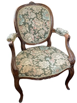 Lot 1684 - Louis XVI French fruitwood open armchair