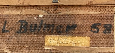 Lot 1143 - *Lionel Bulmer (1919-1992) oil on board - 'View near Arundel' signed and dated '58 verso, titled in ink, 10.5cm x 28.5cm, framed