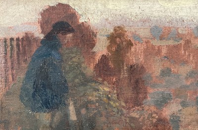 Lot 1143 - *Lionel Bulmer (1919-1992) oil on board - 'View near Arundel' signed and dated '58 verso, titled in ink, 10.5cm x 28.5cm, framed