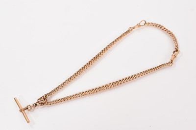 Lot 645 - Edwardian 9ct rose gold curb link watch chain