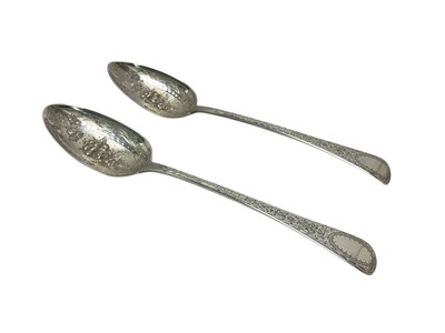 Lot 330 - Pair of Georgian silver berry spoons