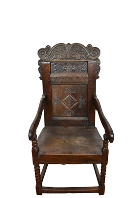 Lot 1540 - Charles II oak wainscot chair