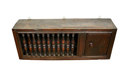 Lot 1533 - 17th century style oak and fruitwood mural cupboard