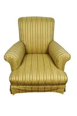 Lot 1619 - Low and deep upholstered country house armchair.
