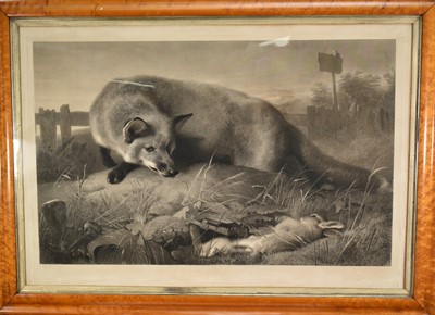Lot 1228 - Pair of mid 19th century engravings by Thomas Landseer after Edwin Landseer, Otter and Fox