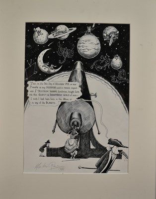 Lot 1391 - *Martin Rowson (b. 1959) pen on paper - Tristram Shandy, signed and dated 1996, 40cm x 28cm, framed