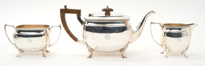 Lot 416 - Silver three piece tea set