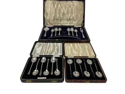 Lot 417 - Cased set of teaspoons and two further cased sets