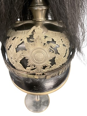 Lot 822 - Scarce Imperial German Hesse Lieb-Garde Infantry Regiment NCO’s pickelhaube with full dress yak hair plume.