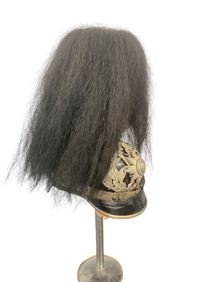 Lot 822 - Scarce Imperial German Hesse Lieb-Garde Infantry Regiment NCO’s pickelhaube with full dress yak hair plume.