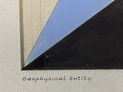 Lot 11 - Richard Inman (Richard Drew, known as Zacron (British, 1943-2012) mixed media 'Geophysical Entity', signed inscribed and dated 1972, 21 x 18cm, glazed frame