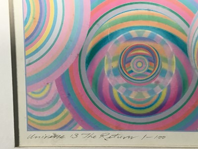 Lot 21 - Richard Drew, known as Zacron (British, 1943-2012) Archival print, Universe 13, the return, signed inscribed and numbered 1/100, I,age 25 x 25cm, glazed frame