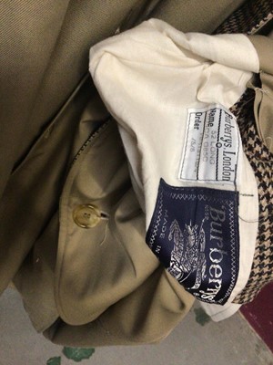 Lot 2148 - Burberrys' reversible trench coat, dog tooth tweed interior. Size 52 Long.