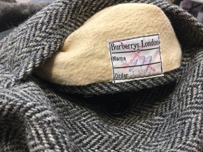 Lot 2150 - Burberrys' men's grey herringbone Harris Tweed overcoat. Size 52 RL.