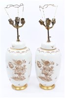 Lot 203 - Pair of Continental porcelain ovoid vases with...
