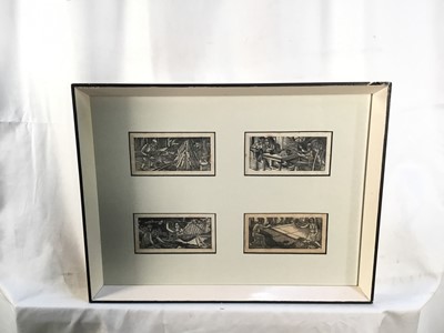 Lot 209 - Eric Ravilious (1903-1942) set of four wood engravings, framed together, each image approximately 4 x 10cm, glazed frame