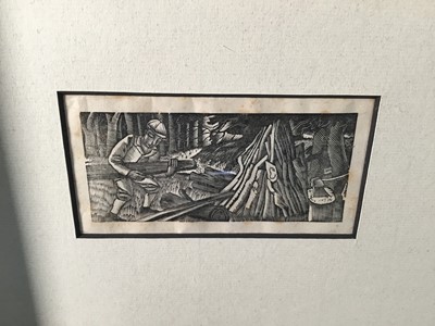Lot 209 - Eric Ravilious (1903-1942) set of four wood engravings, framed together, each image approximately 4 x 10cm, glazed frame