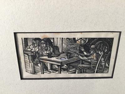 Lot 209 - Eric Ravilious (1903-1942) set of four wood engravings, framed together, each image approximately 4 x 10cm, glazed frame