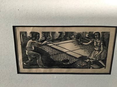 Lot 209 - Eric Ravilious (1903-1942) set of four wood engravings, framed together, each image approximately 4 x 10cm, glazed frame