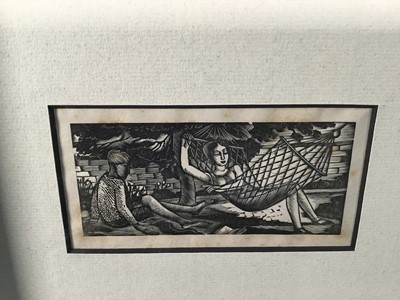Lot 209 - Eric Ravilious (1903-1942) set of four wood engravings, framed together, each image approximately 4 x 10cm, glazed frame