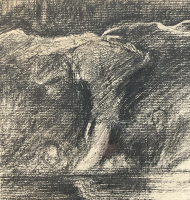 Lot 1097 - Harry Becker (1865-1928) charcoal sketch - Figure by a Pool, 20cm x 29cm, in glazed frame