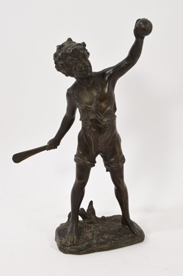 Lot 936 - Franz Iffland (1862-1935), bronzed figure of a boy with bat and ball