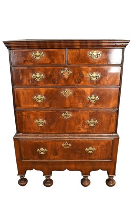 Lot 1553 - Early 18th century walnut chest on stand...