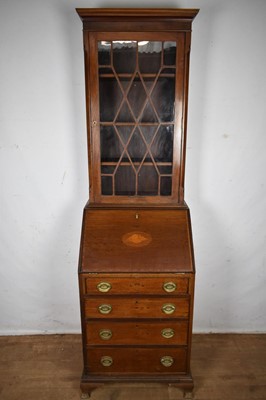 Lot 1554 - Early 20th century mahogany and crossbanded bureau boo...