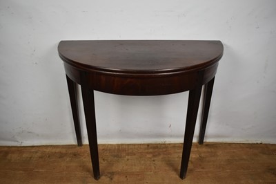 Lot 1558 - George III mahogany semi-circular tea table