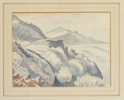 Lot 1059 - *John Northcote Nash (1893-1977) pencil and watercolour - The Braes, Isle of Skye, signed, squared for transfer, 22cm x 29cm, in glazed frame
