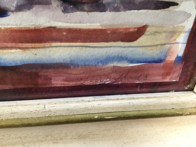 Lot 187 - Contemporary watercolour painting of a reclining nude, indistinctly signed, framed and glazed