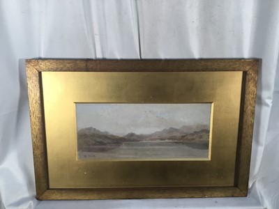 Lot 191 - William Took (act.1857-1892) oil on board - Extensive Lake, signed, 13cm x 29cm, in glazed gilt frame