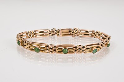 Lot 587 - Edwardian 9ct gold and turquoise bracelet